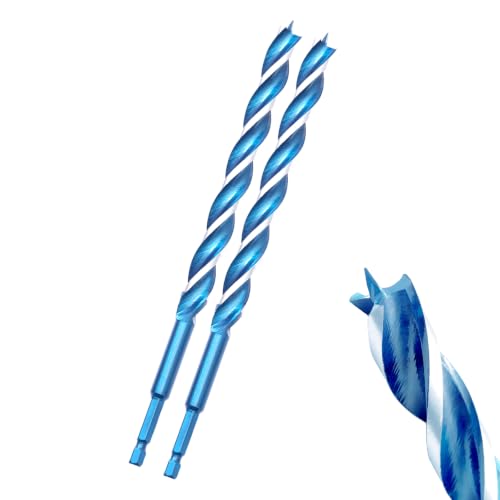 Auger Wood Drill Bit 5/8" x 9" x 2 Packs, Tri-Flute, 1/4 Inch Quick Change Hex Shank - size: 5/8" x 9" x 2Pcs