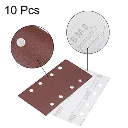 uxcell 600 Grit 1/3 Sanding Sheet Sander Sandpaper Hook and Loop Pads 8 Hole 10pcs - size: 600 Grit