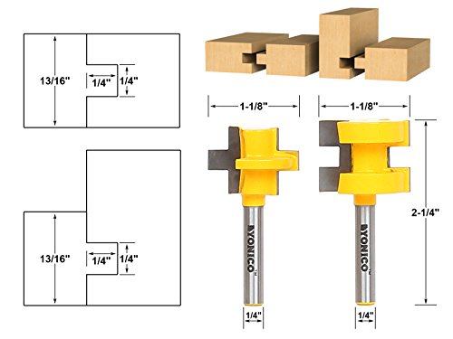 YONICO Router Bits Tongue & Groove Set 3/4-Inch 2 Bit 1/4-Inch Shank 15226q - style: Up to 13/16" Stock - 1/4" Depth - 1/4" Shank