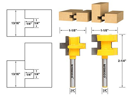YONICO Router Bits Tongue & Groove Set 3/4-Inch 2 Bit 1/4-Inch Shank 15226q - style: Up to 13/16" Stock - 1/4" Depth - 1/4" Shank
