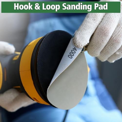 Wet Dry Sanding Discs 50 PCS 5 inch Sandpaper Set 100, 240, 320, 400, 600, 800, 1000, 1500, 2000, 3000 Grit, Hook and Loop Sandpaper 125mm for Metal Wood Paint Auto Polishing