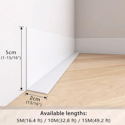 RONSEN Vinyl Peel and Stick Baseboard Molding Trim 16.4 ft - color: White, size: 16.4 ft