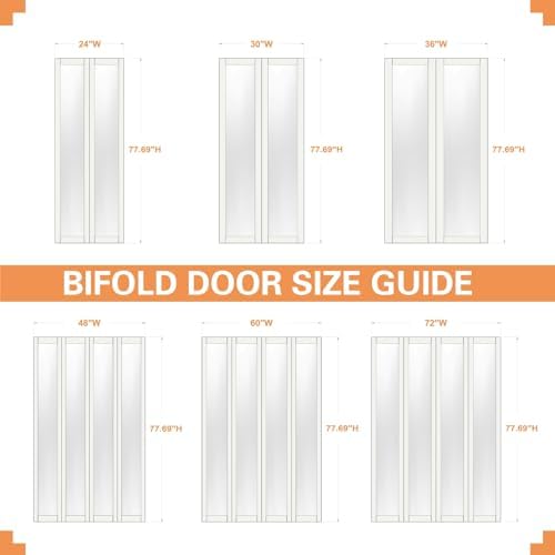 Bifold Doors for 24"x80" Opening, Solid Pine Wood Interior Folding Doors - size: 71.45" x 77.75" (fit 72*80.5-80.75 opening)