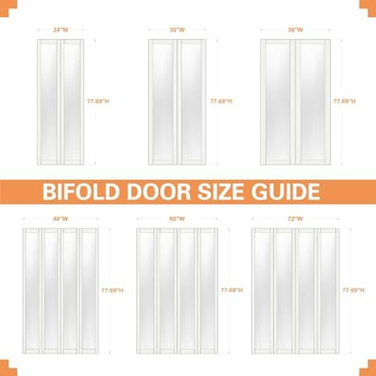 Bifold Doors for 24"x80" Opening, Solid Pine Wood Interior Folding Doors - size: 71.45" x 77.75" (fit 72*80.5-80.75 opening)