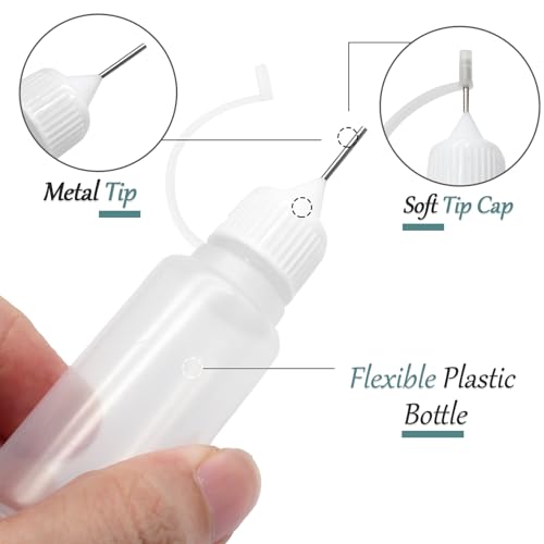 30ml Precision Tip Bottles, 12 Pcs White 2 Funnels - size: 30ml