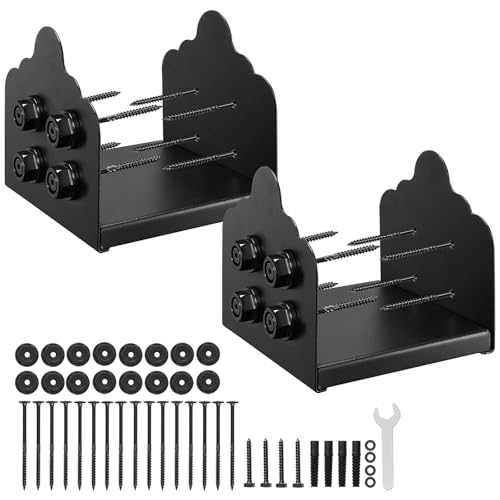 VEVOR 8x8 Post Base 2 Pcs, Inner Size 7.9x7.5 inch / 200x190 mm Post Brackets, Heavy Duty Carbon Steel Decking Posts, Wood Posts Brackets for Pavilion Deck Railing Support Deck Base Plate, Black - size: 8x8 2pc