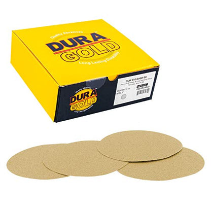 Dura-Gold Premium 6" Gold Sanding Discs, 80 Grit, Hook & Loop, Box of 50 - size: 80-Grit