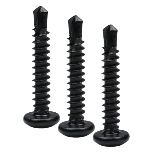 410 Stainless Steel #8 Self Drilling TEK Screw Assortment Kit, Pan Head Self Tapping Sheet Metal Screws, Length 1/2" 3/4" 1" 150 PCS - Black Oxide (Pack of 3) - size: #8 Pan Head (Pack of 3)