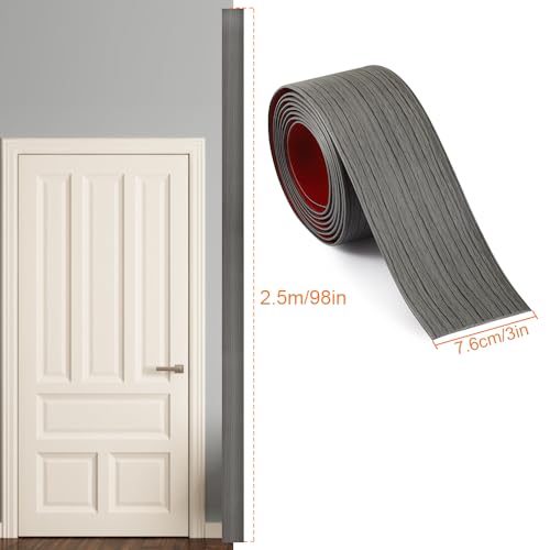 8Ft X 3in Wide Floor Transition Strip, Dark Gray Self Adhesive Vinyl Threshold Strip for Floor Gaps （Walnut Dark Gray - color: Walnut Dark Gray