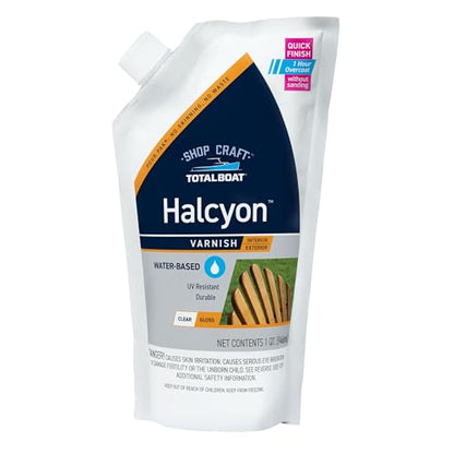 TotalBoat Halcyon Water-Based Marine Varnish for Wood - Clear Gloss Quart - color: Gloss, size: Quart