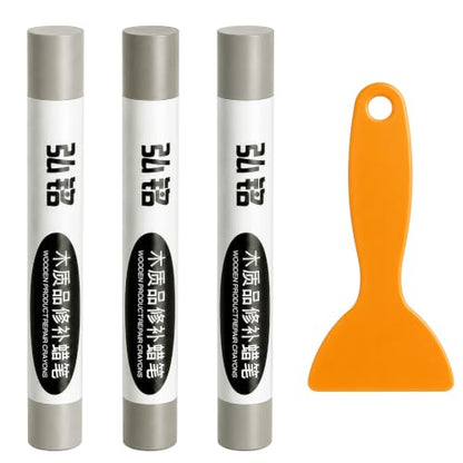 3 Colors Wood Filler Sticks, Gray Green Series, with Scraper - color: Gray Green Series