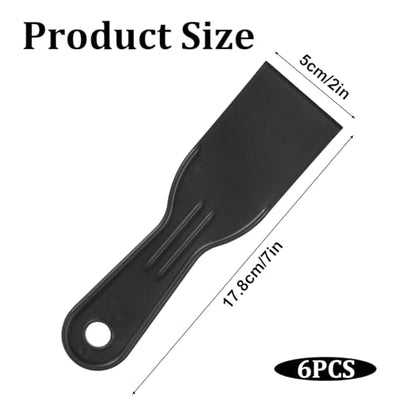 2" Black Flexible Putty Knife Scraper 6 PCS Plastic Putty Knife,