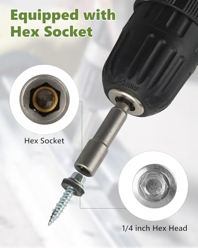 500Pcs Hex Head Roofing Screws #10 × 1 Inch - size: #10 × 1 Inch Silver