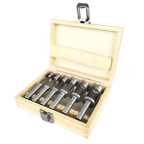 Industrial H7693 - Deep Plug Cutter 6 Pc. Set for Woodworking with Storage Wooden Box