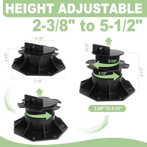 24Pack Adjustable Deck Support Pedestal, 2-3/8" to 5-1/2" Height - size: 2-3/8" to 5-1/2"