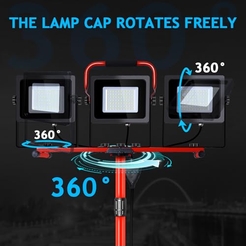Juyace 2 Pack 150W LED Work Light with Tripod Stand,Dual Head Flood Light