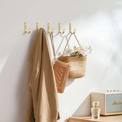 10 Pack 22LB Wall Hooks for Hanging Towel/Coat, Brushed Gold - color: Brushed Gold, size: 10 Pack