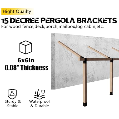 6x6 Pergola 2-Way Brackets,L-Shaped 15° Angled Design 4Pack - size: 6x6 15°