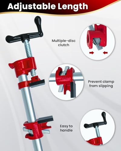 6 Pack 3/4" Pipe Clamps with Pads, Wood Gluing, Cast Iron