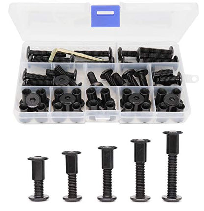 50pcs Black M8 Countersunk Rivet Socket Cap Connecting Bolts Cap Nuts Assortment Kit, M8 x 20mm/25mm/30mm/35mm/40mm - size: M8 x 20mm/25mm/30mm/35mm/40mm 25-Pack