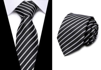 joy alice Tie For Men 6 PCS Necktie Woven Jacquard Neck Ties Set Neck Ties - color: Navy Blue White Black Black Sky Blue Red Navy Blue