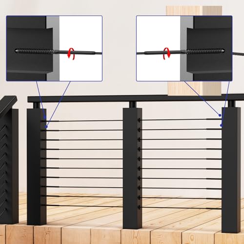 BLIKA 100 Pack 1/8" Black Cable Railing Kit Left &Right Swage Lag Screws - color: Black