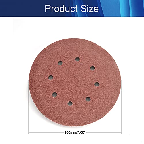 7'' Hook Loop Sanding Disc 80 Grit Round Sanding Discs Aluminum Oxide Sandpaper for Random Orbital Sander and Belt Disc Sander 8 Hole 10PCS - style: 80 Grit / 7 inch