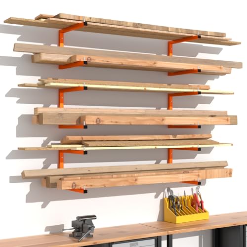 2-Pack Lumber Storage Rack, Wall Mount Wood Rack (2 Level) - size: 2 Pack-2 Level