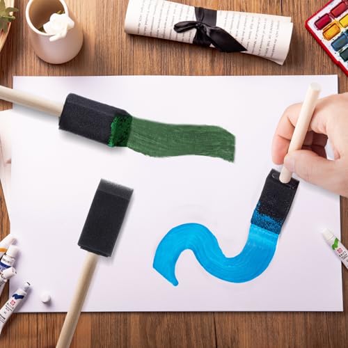 HINZIC 5Pcs Foam Paint Brushes, 1" Sponge Paint Brushes with Wood Handle