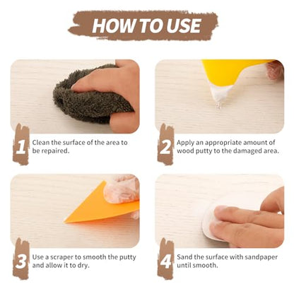 White Wood Filler - 9.87oz Paintable & Stainable Woods Repair Putty for Furniture - Quick Repair for Broken & Defective Wood (White) - color: White