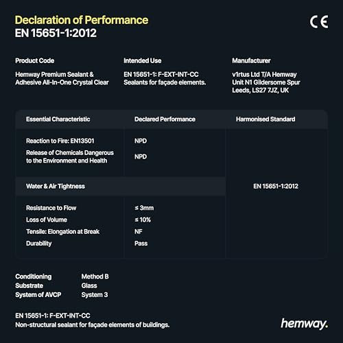 Hemway Construction Crystal Clear Sealant & Adhesive - 300ml 1 Pack - color: Crystal Clear