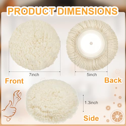 Tallew 6 Pcs Wool Buffing Pads Hook Loop for Drill Polisher, 5 Inch - size: 5 Inch