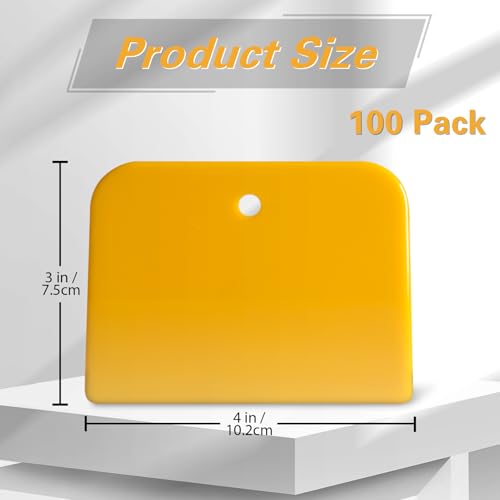 Body Filler Spreaders (Pack of 100) - 4 Inch Yellow Reusable Auto Body Plastic Filler Spreader Tool for Automotive Body Applying Fillers, Putties, Glazes, Caulks - Autobody Paint Repairs - size: 4inch