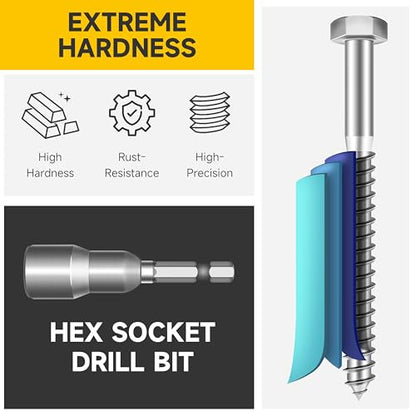 Mywish 1/4 Hex Head Lag Screws Assortment Kit, 109Pcs Heavy Duty Lag Bolts with Washers, 304 Stainless Steel Bolts 18-8 5-Size Wood Screws for Outdoor, Bright Finish 1/4 Bolt - size: 1/4 Assorted Kit