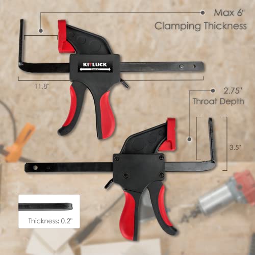 Track Saw Clamp, KITLUCK Quick Release Guide Rail Clamp for Circular Saw Guide Rail System, 6" Clamping Thickness, Universal Wood Track Clamps for Woodworking-2 Pcs