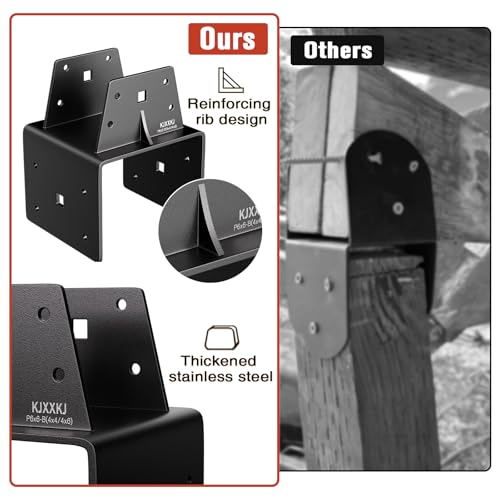 Post to Beam Bracket Connector, Stainless Steel Beam Deck Anchor, Post Cap Tie Bracket for Supporting Wood Beams, for 6×6/4×4/4x6 Lumber(4pack) - size: P6×6 - B4×4 (P6×8 - B4×6)