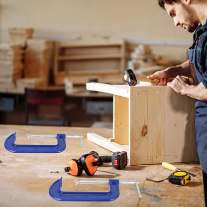 3 Pack 6 Inch Blue C-Clamp, Heavy Duty C Clamps - size: 3 Pack 6 Inch