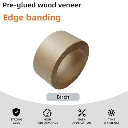 Birch Wood Veneer Edge Banding Roll,2 inch X 13 ft Iron-On Pre-Glued Edging Tape with Hot Melt Adhesive,Ideal for Plywood, Furniture, Drawers, Shelves Renovation - color: Birch, size: 2 inch