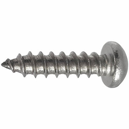 #10 x 1-1/4" Round Head Sheet Metal Screws, Phillips Drive, Stainless Steel 18-8, Full Thread, Bright Finish, Self-Tapping, Type A, Quantity 100 By Fastenere - size: #10 x 1-1/4"(100 PACK)