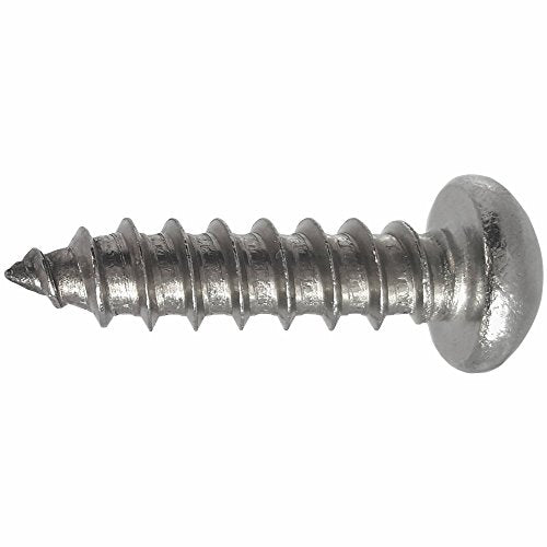 #10 x 1-1/2" Round Head Sheet Metal Screws, Phillips Drive, Stainless Steel 18-8, Full Thread, Bright Finish, Self-Tapping, Type A, Quantity 100 By Fastenere - size: #10 x 1-1/2"(100 PACK)