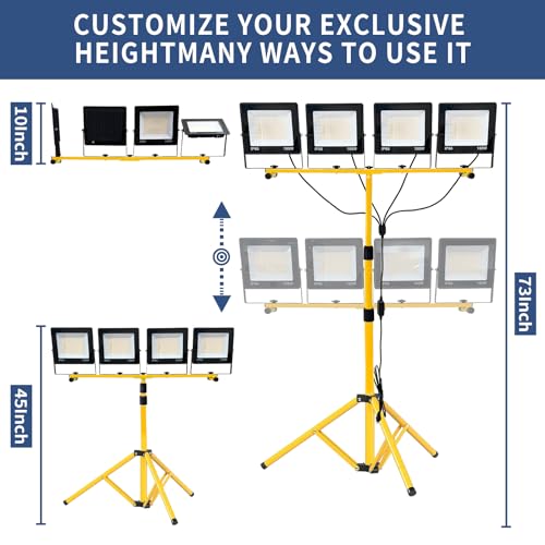 40000LM LED Work Light with Stand & Tripod 3 Head Dimmable IP66 - color: 4 Pack