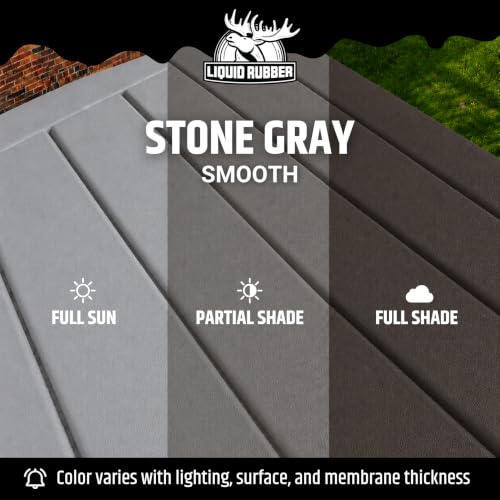 Liquid Rubber Polyurethane Deck Coating - Smooth, Stone Grey, 1 Gallon - color: Smooth Stone Grey, size: 128 Fl Oz (Pack of 1)