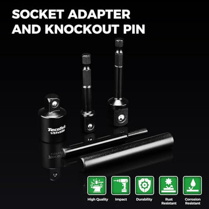 TecoTek 25PCS Impact Bolt Nut Extractor Kit, 1/2" & 3/8" Drive Bolt & Nut Remover Socket Tool Kit, Metric 8-27mm, CR-MO, Wheel Lock Removal for Extracting Damaged, Stripped Frozen Nuts & Screws