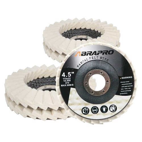 4.5" x 7/8" Felt Wool Polishing Disc for Angle Grinder, 5 Pack - style: 5pack-Flat Wool Polishing Disc