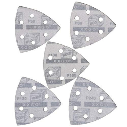 XXGO 100 Pcs 90mm 3-1/2 Inch Triangular Oscillating Multi Tool Sanding Pads