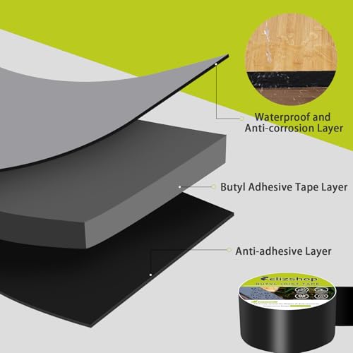 Joist Tape for Decking, 1 5/8" x 50' Butyl Tape, Waterproof Anti-Corrosion Joist Flashing Tape, Self-Adhesive Deck Joist Tape, Butyl Deck Tape for Flashing Deck Joists and Beams Protection（12 Rolls） - style: 1 5/8"-12Rolls