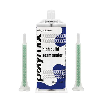 Polymix High Build Seam Bonding Adhesive Solvent Based 50ml Cartridge & Two Application Mixing Nozzles (Grey)