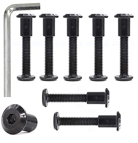 cSeao 10-Pack M6 x 45mm Black Hex Socket Cap Furniture Joint Connecting Bolts Barrel Cap Nuts Kit for Chairs Bed Crib - size: 10-Pack M6 x 45mm