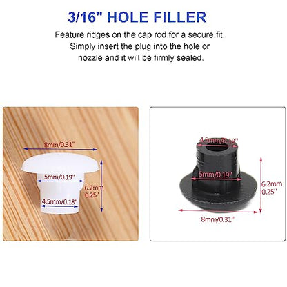 300Pcs 3/16" Plastic White Hole Plugs, Screw Hole Covers - color: White, size: 300pcs*0.19"(5mm)