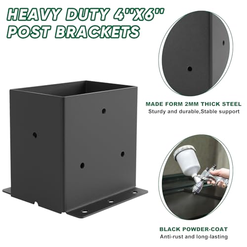 4"X6" Post Base 2PCS,Post Brackets(Inner Size 3.6"x5.6") 2mm Thick - size: 4''X6''